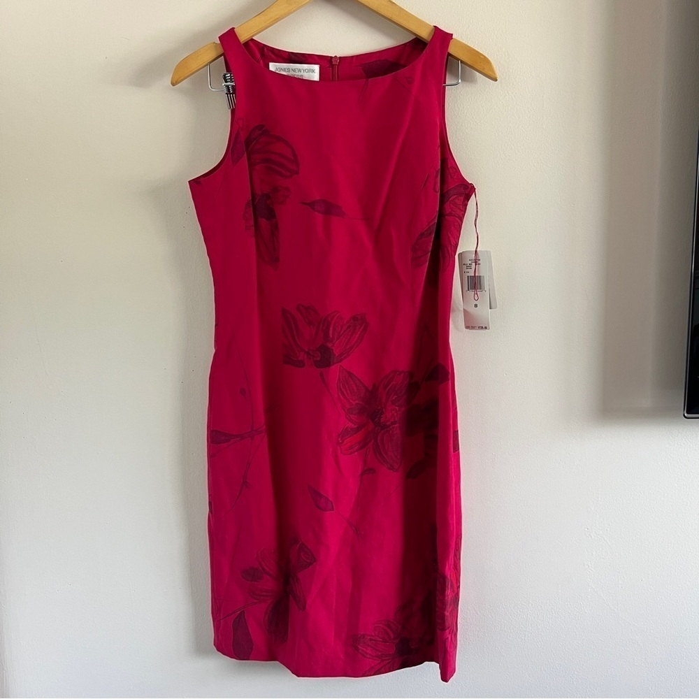 Jones New York NWT Red Floral Sheath Dress Size 8 | Sleeveless Work Party